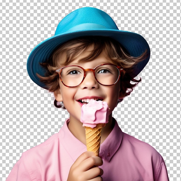 PSD boy holding ice cream beach sunglasses