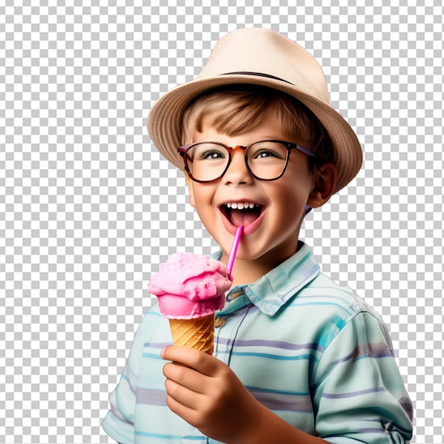 PSD boy holding ice cream beach sunglasses