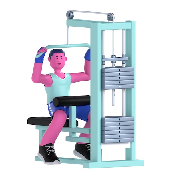 Boy lat pulldown machine gym fitness exercise