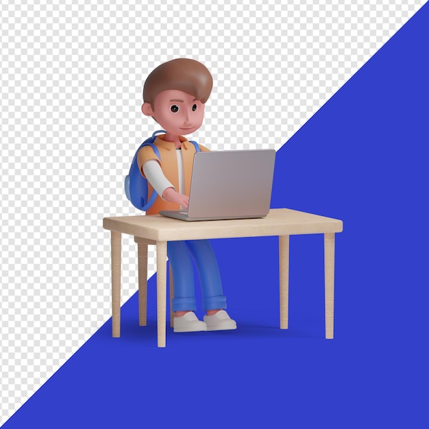 Boy learning illustration 3d