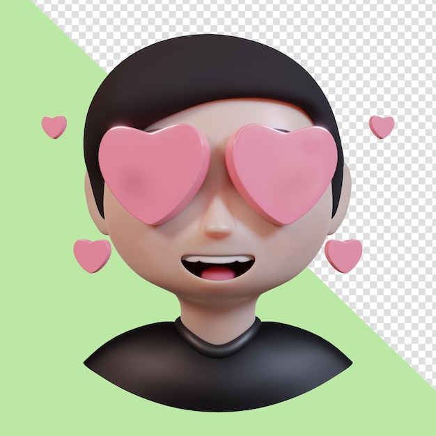 PSD boy in love 3d icon render