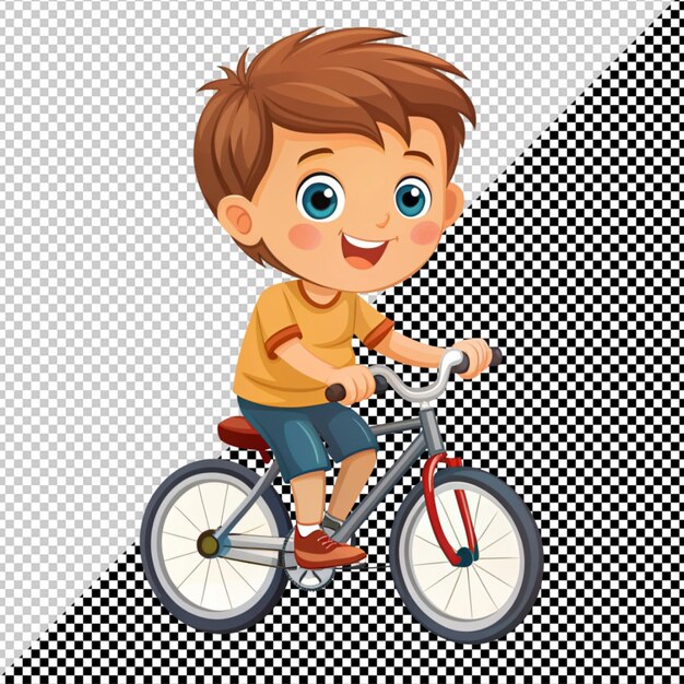 PSD boy riding bike vector on transparent background