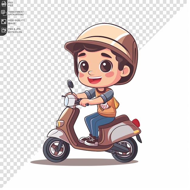 PSD un ragazzo su uno scooter con un casco