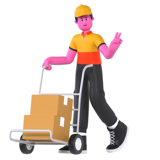 PSD boy trolley deliveryman package courier