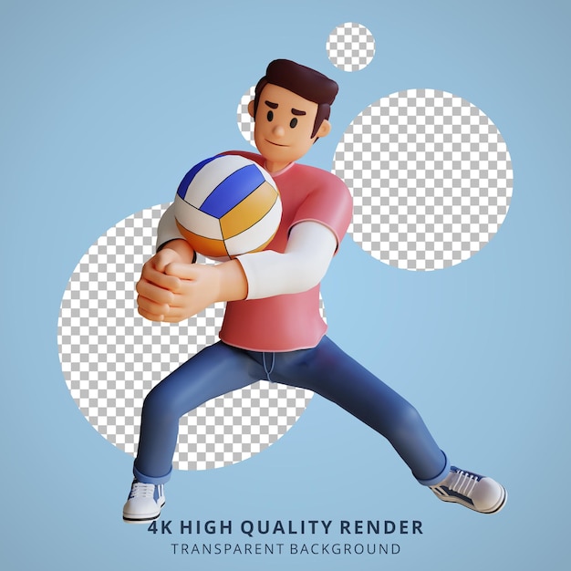 Illustrazione del personaggio 3d della mascotte di pallavolo del ragazzo