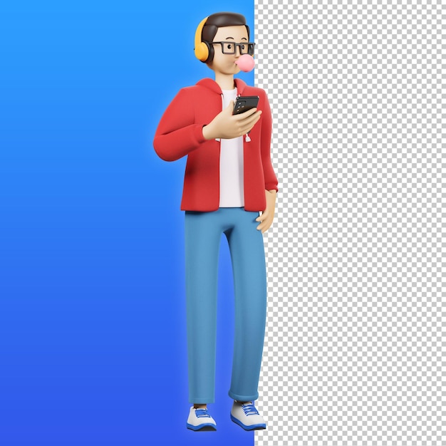 Boy waiting 3d character illustration