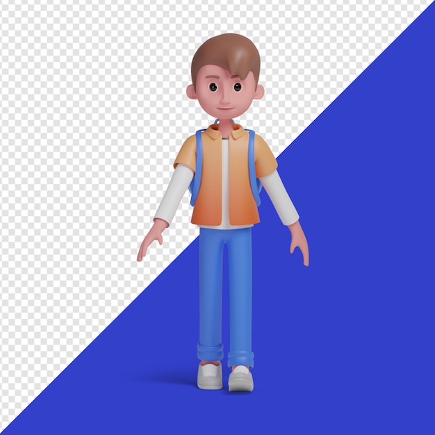 Boy walk illustration 3d