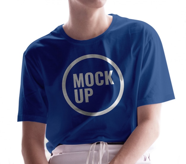 PSD boy wearing blue shirt with mockup