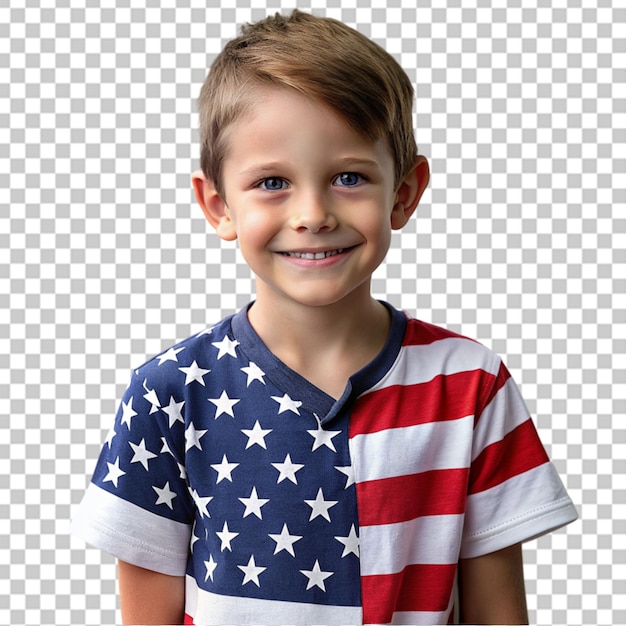 PSD Мальчик в рубашке, украшенной американским флагом