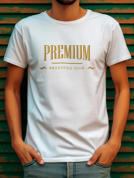 Premium PSD | Boy wearing white tshirt for mockup design