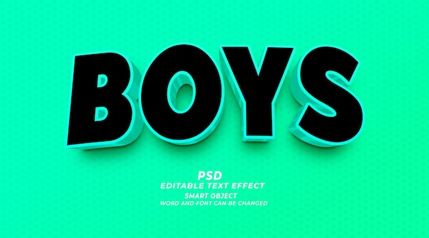 Boys 3d editable text effect photoshop template psd style