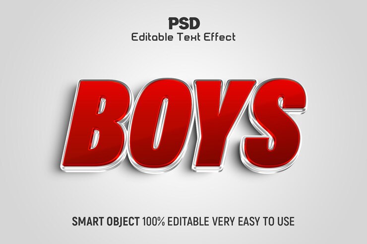 Boys 3D Editable Text Effect style