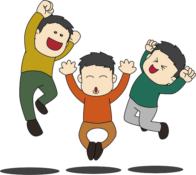 喜び の ため に 空 に 飛び上がる 少年 たち