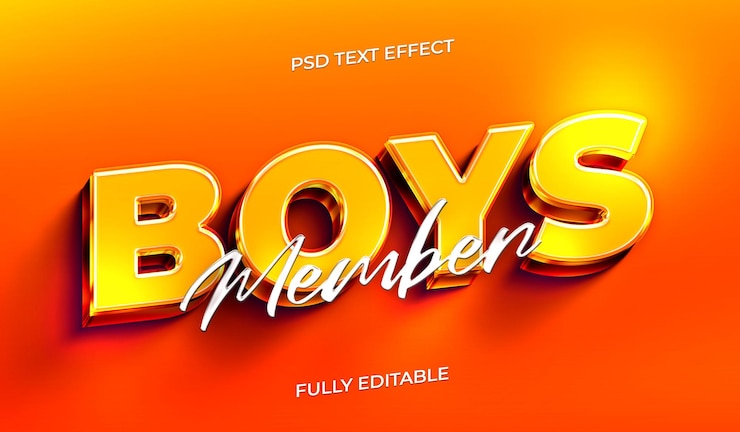 PSD boys text style effect