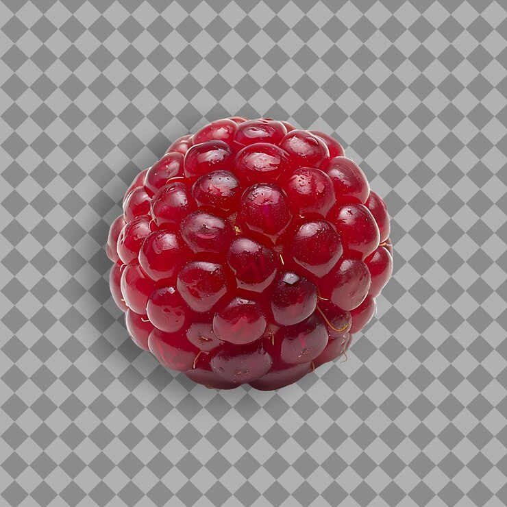 PSD boysenberry fruit with small round shape and red color sweet isolated fruit on clean background