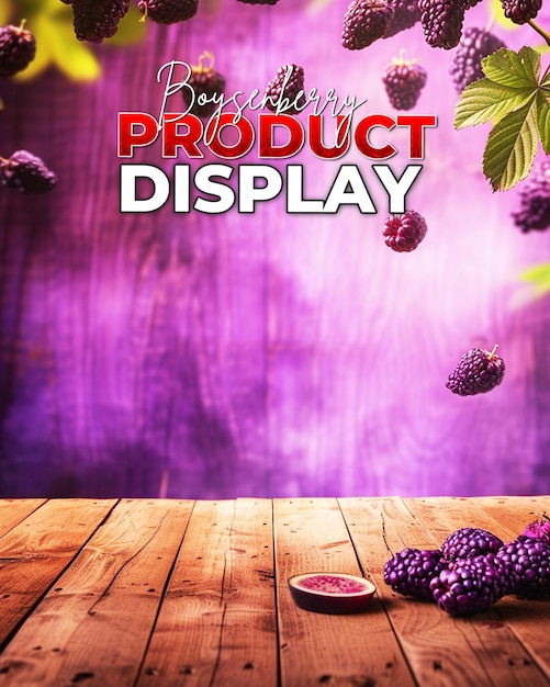 PSD Продукт boysenberry дисплей для рекламных сообщений в социальных сетях шаблон фона