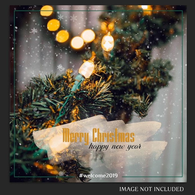 Boże Narodzenie I Szczęśliwego Nowego Roku 2019 Makieta Zdjęcie I Szablon Postu Instagram