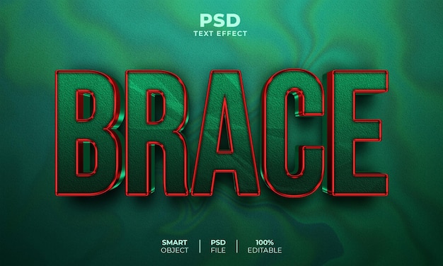 Редактируемый текстовый эффект brace 3d