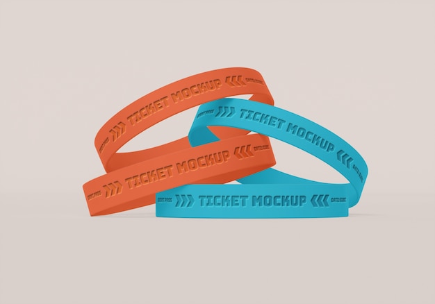 PSD bracelet ticket mockup design