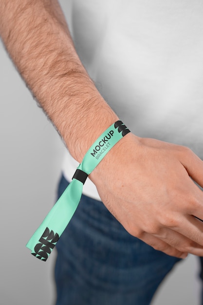 PSD bracelet ticket mockup design