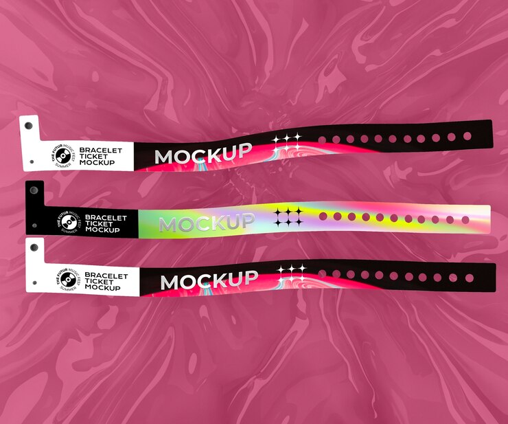 PSD bracelet ticket mockup