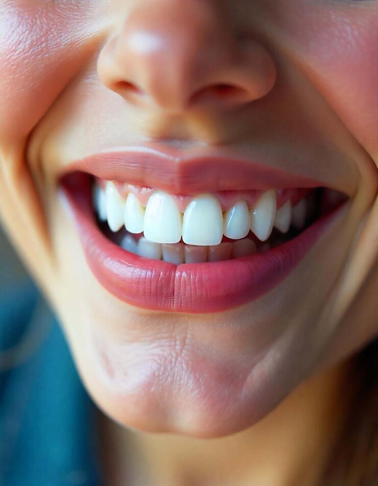 PSD braces uśmiech kobieta closeup portret widok