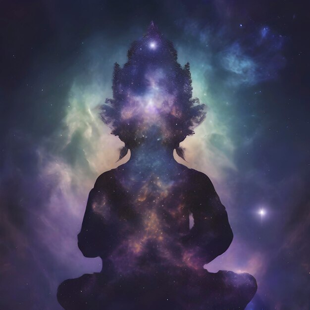 PSD brahma god silhouette with galaxy background