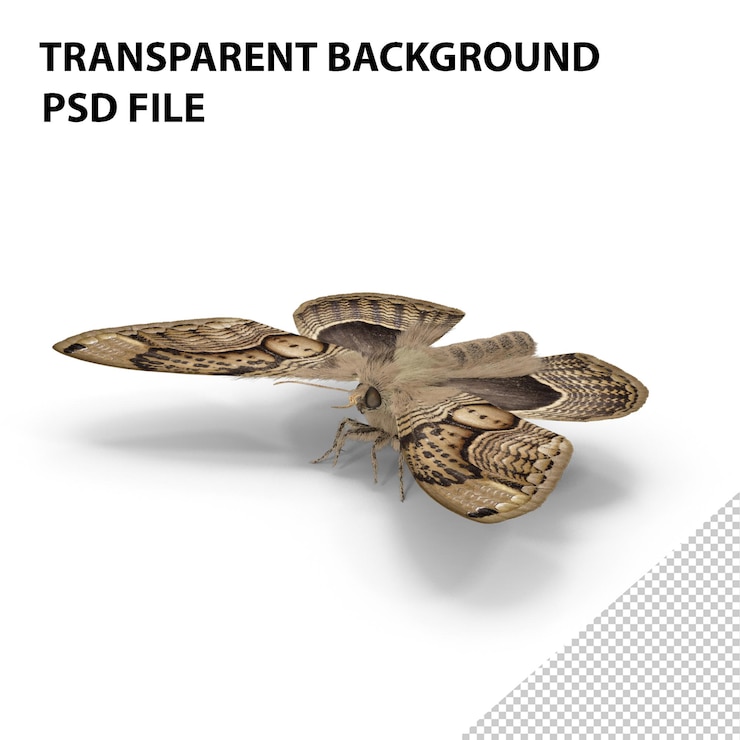 PSD brahmaea wallichii butterfly fur png