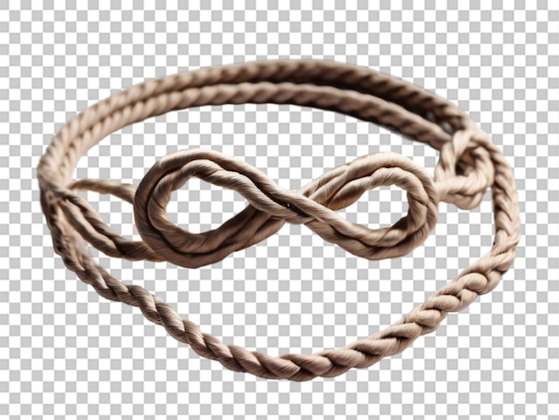 Braided cord tied together in the shape of an infinity