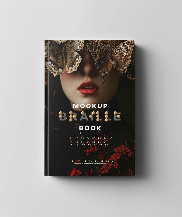 PSD braille boek binnen mockup