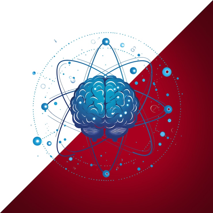 PSD brain and atom science and intelligence concept