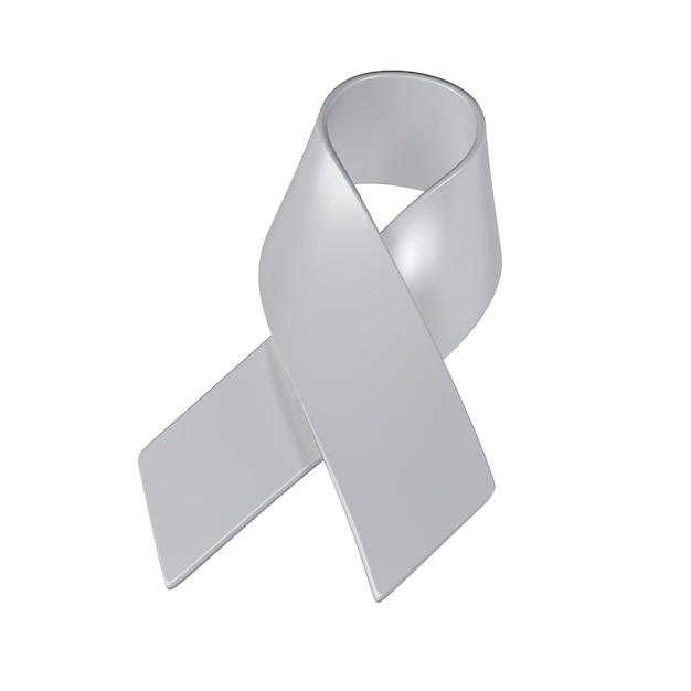 PSD brain cancer 3d grijs lint teken doorzichtig awareness month symbol closeup may