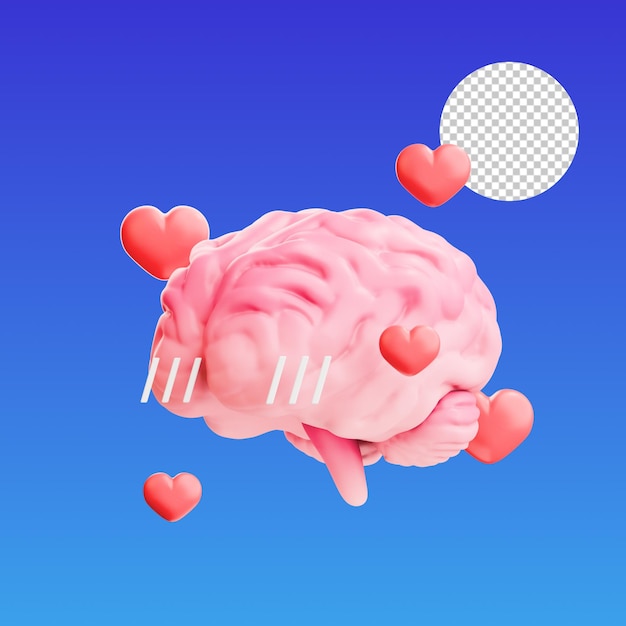 PSD cervello innamorato illustrazione 3d