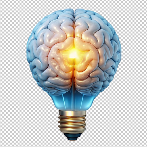 PSD brain in shape of bulb on transparent background