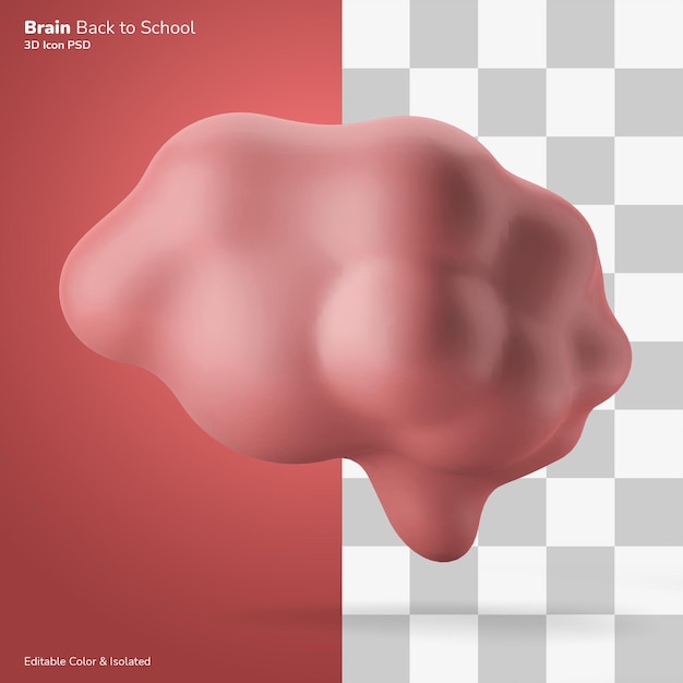 PSD brain smart knowledge symbol 3d illustration rendering icon editable isolated