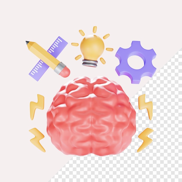 브레인스토밍 3D 아이콘 일러스트레이션