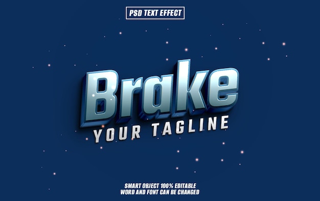 brake text effect font editable typography 3d text