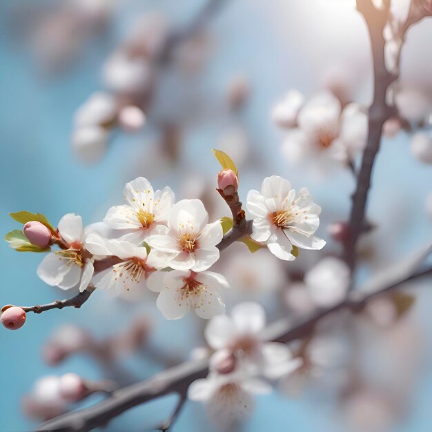 開花したアプリコットの枝