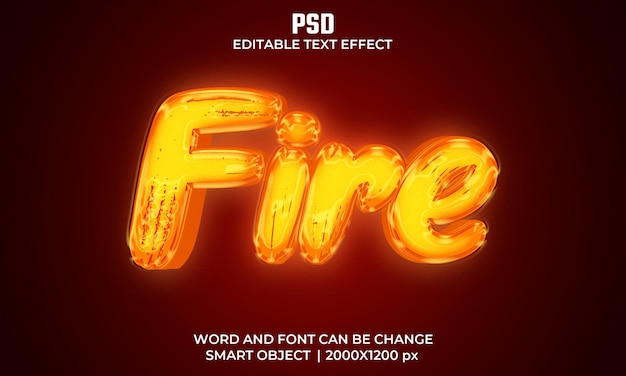 Brand 3d bewerkbaar teksteffect Premium Psd met achtergrond