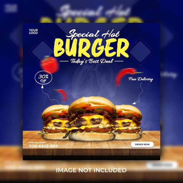 Nuovissimo set di hamburger post design sui social media