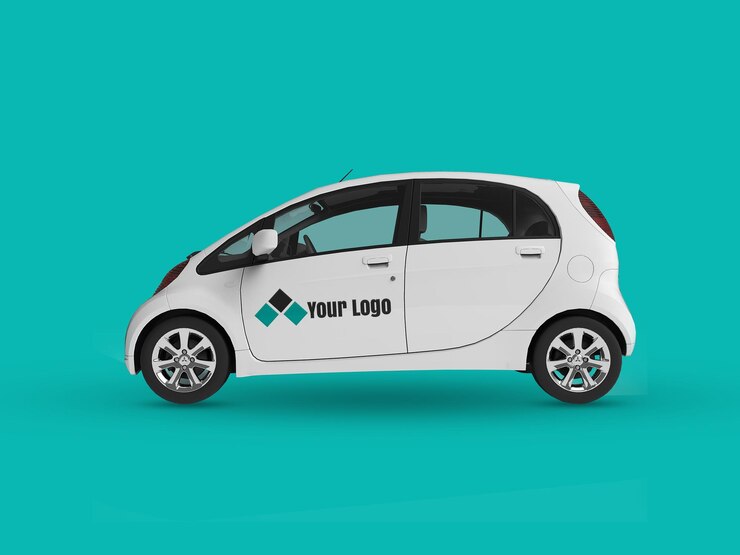 PSD branding automotive mockup voor auto's