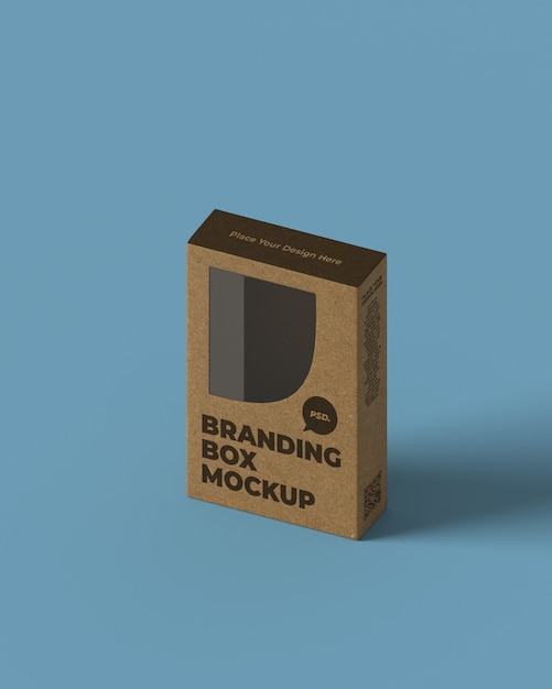 PSD branding box mockup with window