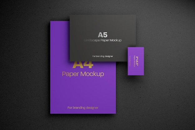 Branding identity mockup top view