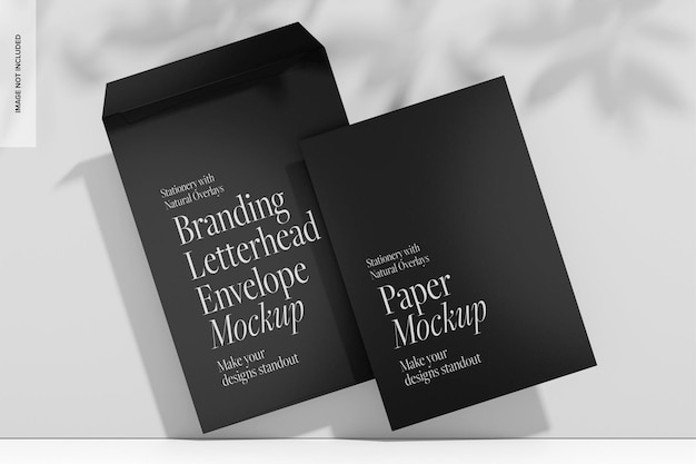 Branding letterhead envelopes mockup front view