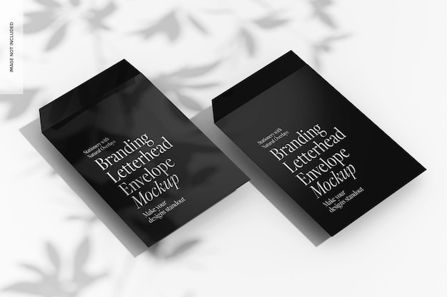 Branding Letterhead Envelopes Mockup, Left View