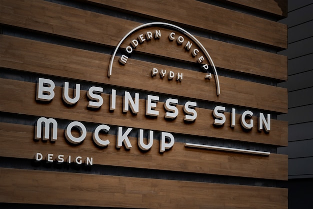 PSD branding logo mockup on building