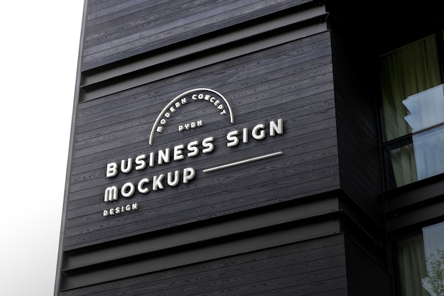 PSD branding logo mockup on building