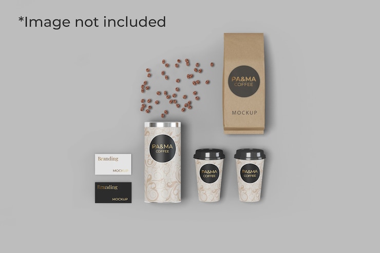 Branding mockup for coffee shop isolated