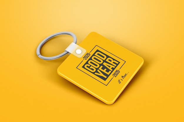 PSD branding square keychain mockup