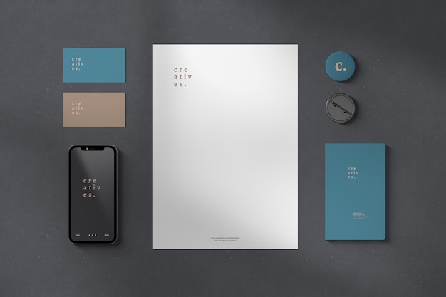 Mockup di branding e cancelleria